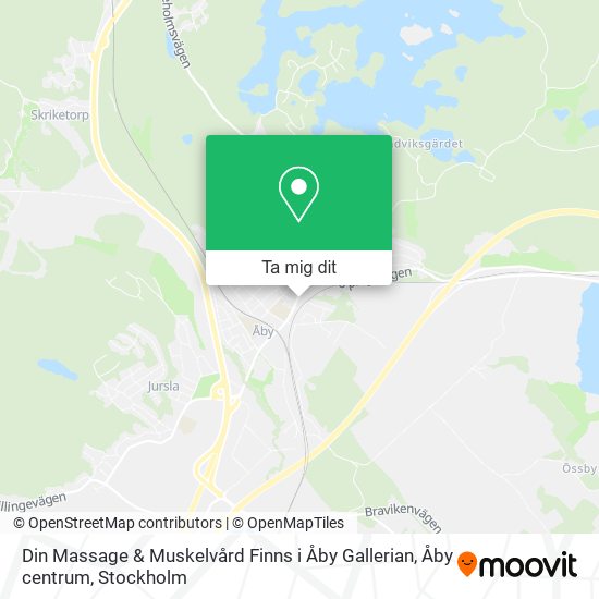 Din Massage & Muskelvård Finns i Åby Gallerian, Åby centrum karta