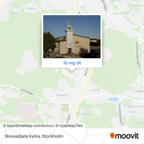 Bosvedjans kyrka karta