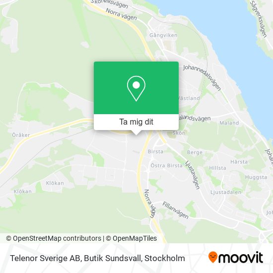 Telenor Sverige AB, Butik Sundsvall karta