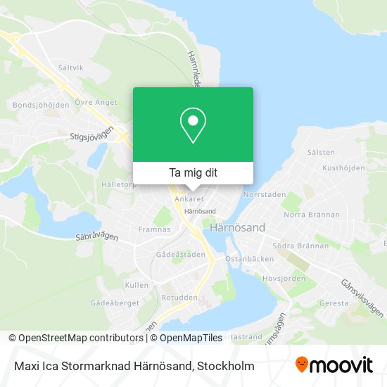 Maxi Ica Stormarknad Härnösand karta