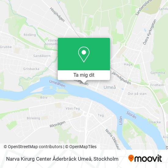 Narva Kirurg Center Åderbråck Umeå karta