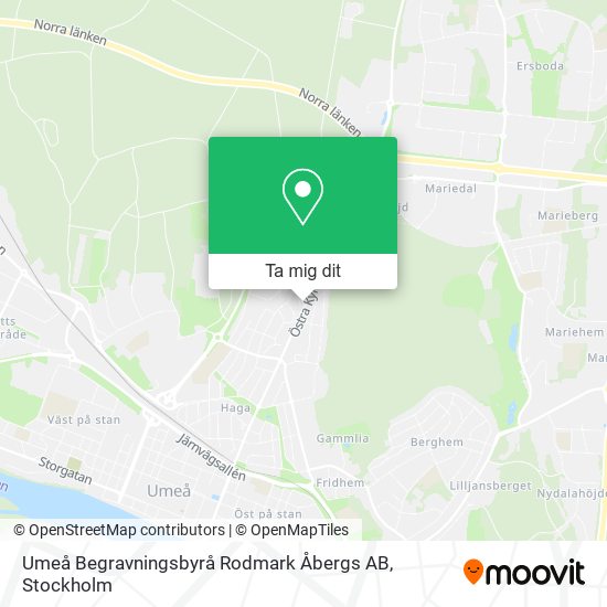 Umeå Begravningsbyrå Rodmark Åbergs AB karta