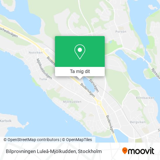 Bilprovningen Luleå-Mjölkudden karta