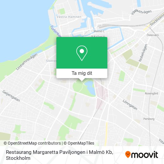 Restaurang Margaretta Paviljongen i Malmö Kb karta