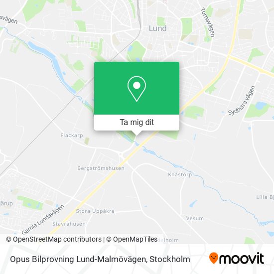 Opus Bilprovning Lund-Malmövägen karta