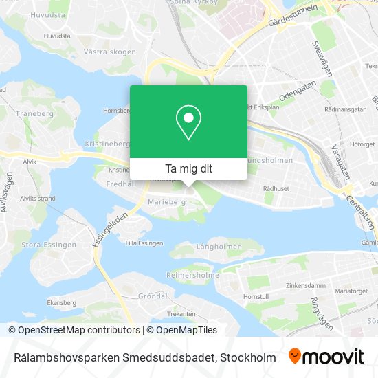 Rålambshovsparken Smedsuddsbadet karta