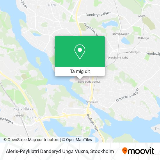 Aleris-Psykiatri Danderyd Unga Vuxna karta