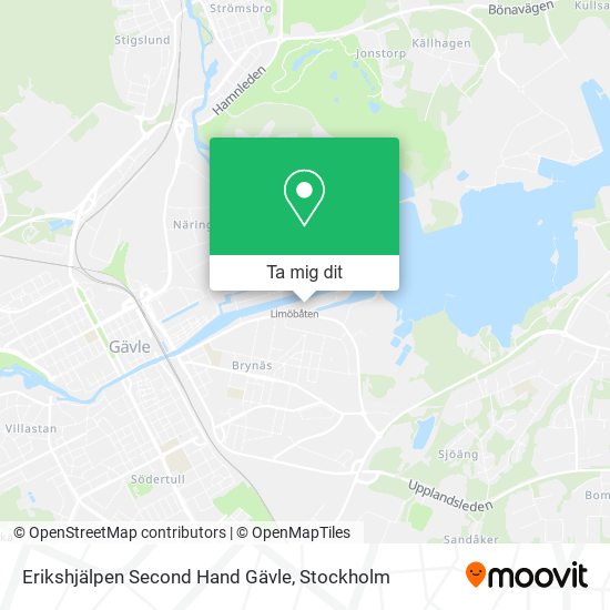 Erikshjälpen Second Hand Gävle karta
