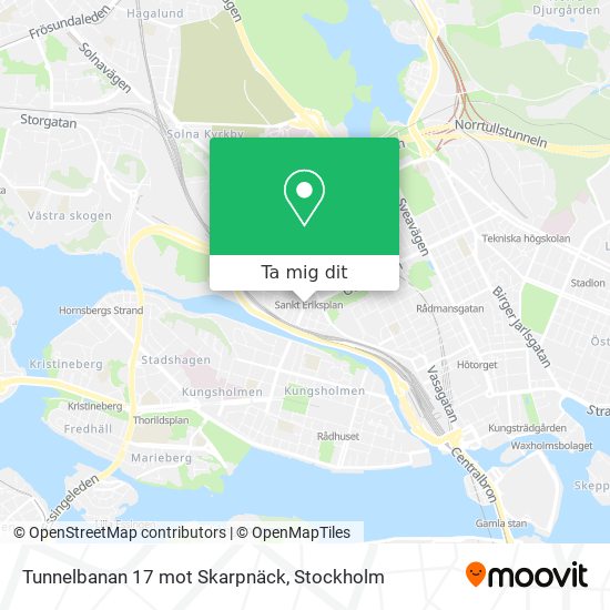 Tunnelbanan 17 mot Skarpnäck karta