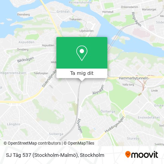 SJ Tåg 537 (Stockholm-Malmö) karta