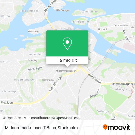 Vägbeskrivningar till Midsommarkransen T-Bana i Stockholm med