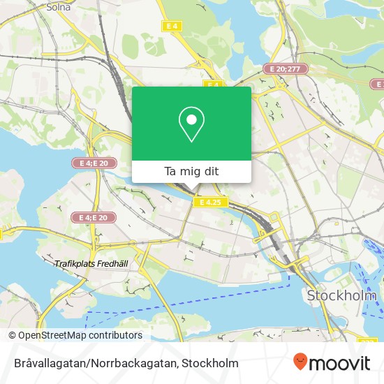 Bråvallagatan/Norrbackagatan karta
