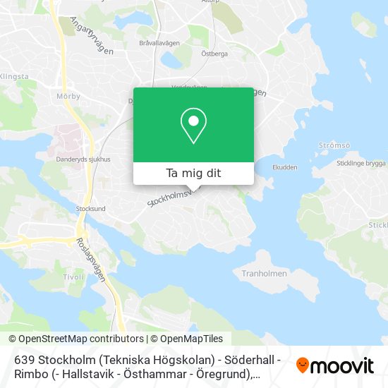 639 Stockholm (Tekniska Högskolan) - Söderhall - Rimbo (- Hallstavik - Östhammar - Öregrund) karta