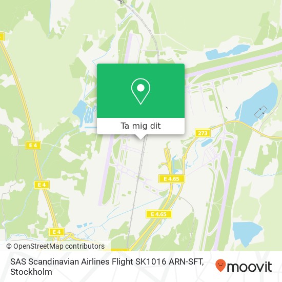 SAS Scandinavian Airlines Flight SK1016 ARN-SFT karta