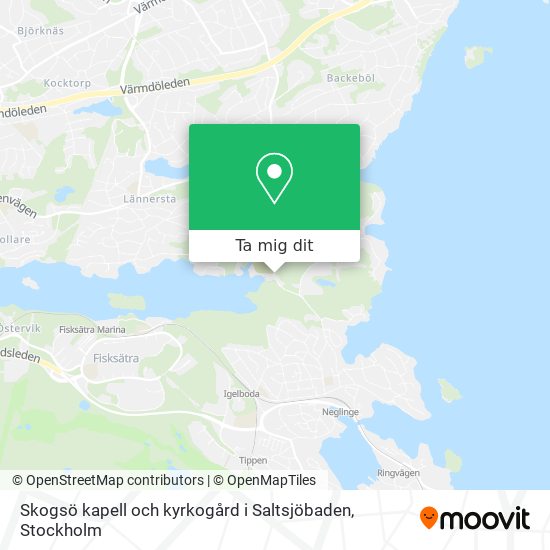 Skogsö kapell och kyrkogård i Saltsjöbaden karta