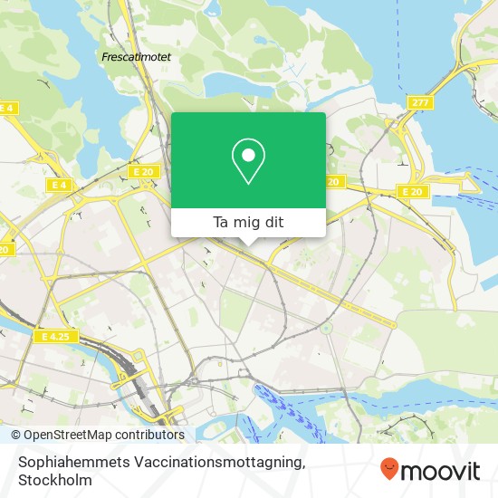 Sophiahemmets Vaccinationsmottagning karta