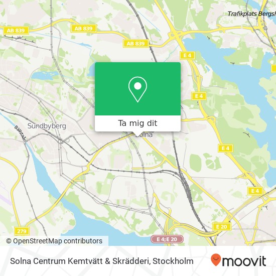 Solna Centrum Kemtvätt & Skrädderi karta