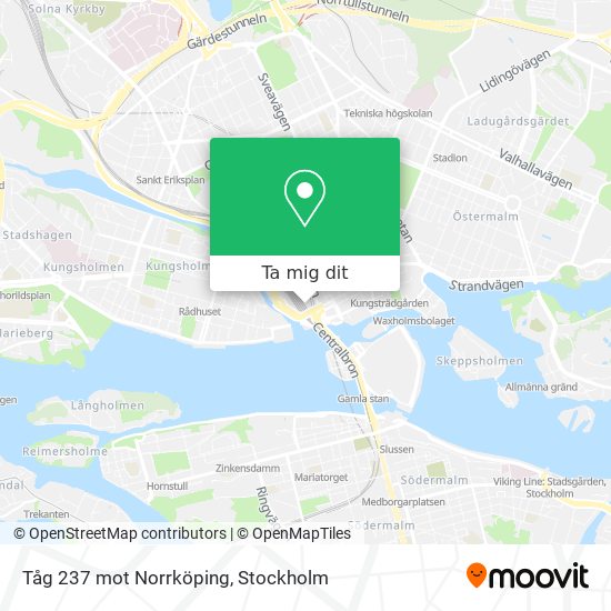 Tåg 237 mot Norrköping karta