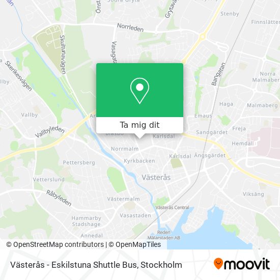 Västerås - Eskilstuna Shuttle Bus karta