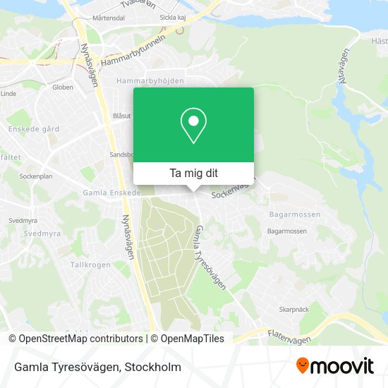 Gamla Tyresövägen karta