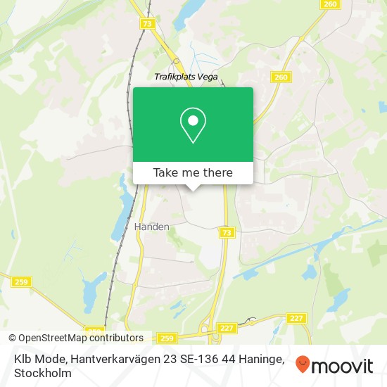 Klb Mode, Hantverkarvägen 23 SE-136 44 Haninge karta