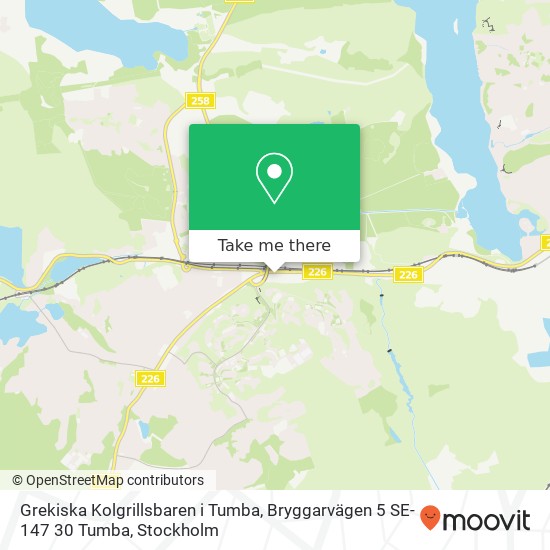 Grekiska Kolgrillsbaren i Tumba, Bryggarvägen 5 SE-147 30 Tumba karta