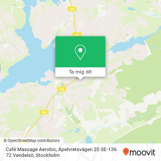 Café Massage Aerobic, Apelvretsvägen 20 SE-136 72 Vendelsö karta