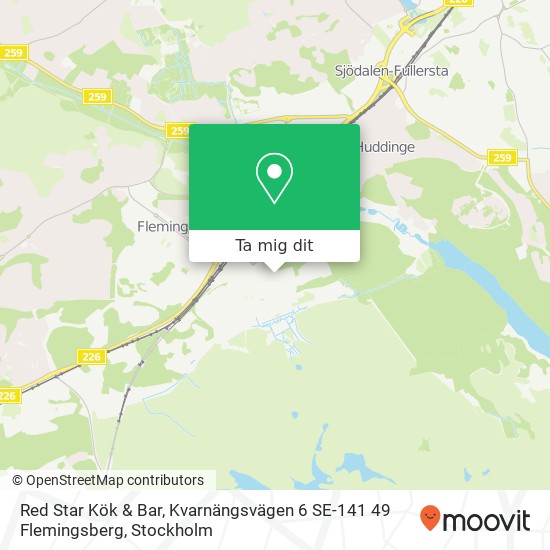 Red Star Kök & Bar, Kvarnängsvägen 6 SE-141 49 Flemingsberg karta