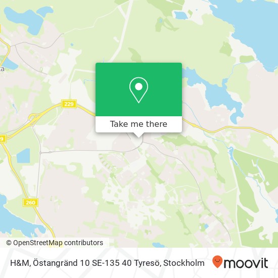 H&M, Östangränd 10 SE-135 40 Tyresö karta