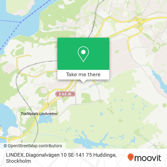 LINDEX, Diagonalvägen 10 SE-141 75 Huddinge karta