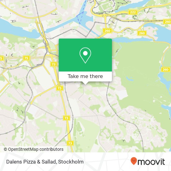 Dalens Pizza & Sallad, Fyrskeppsvägen 23 SE-121 54 Johanneshov karta
