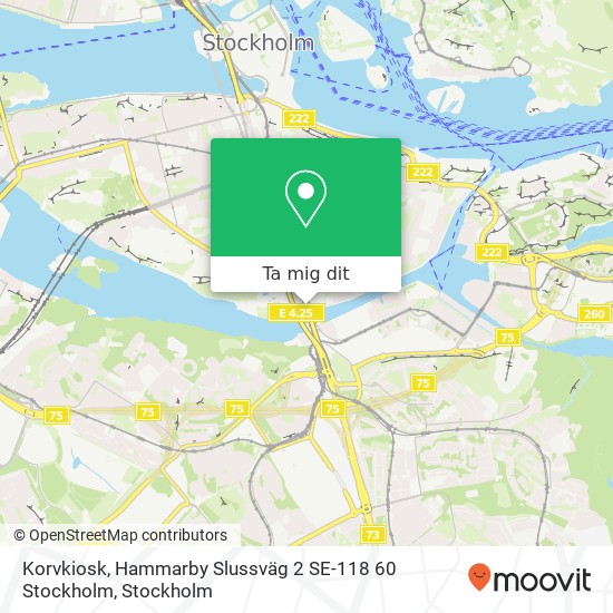 Korvkiosk, Hammarby Slussväg 2 SE-118 60 Stockholm karta