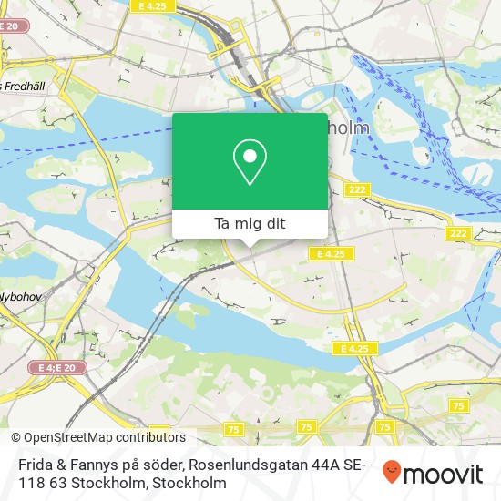 Frida & Fannys på söder, Rosenlundsgatan 44A SE-118 63 Stockholm karta