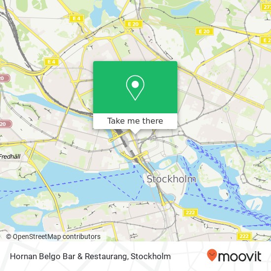Hornan Belgo Bar & Restaurang, Bryggargatan 12 SE-111 21 Stockholm karta