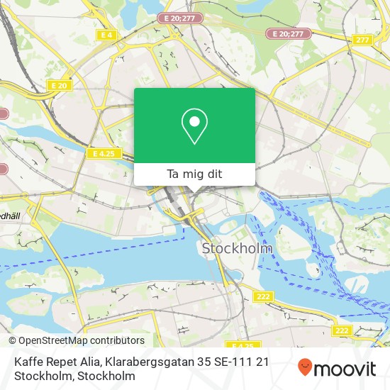 Kaffe Repet Alia, Klarabergsgatan 35 SE-111 21 Stockholm karta