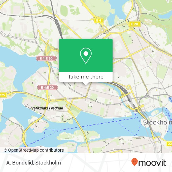A. Bondelid, Fridhemsgatan 45 SE-112 46 Stockholm karta