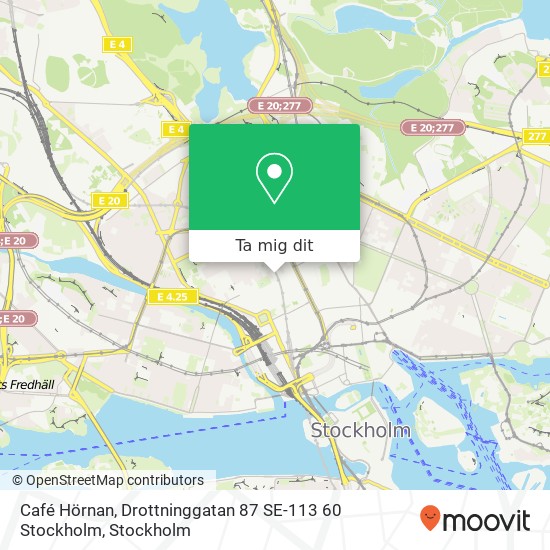 Café Hörnan, Drottninggatan 87 SE-113 60 Stockholm karta