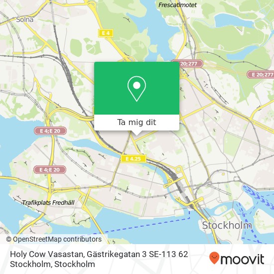 Holy Cow Vasastan, Gästrikegatan 3 SE-113 62 Stockholm karta
