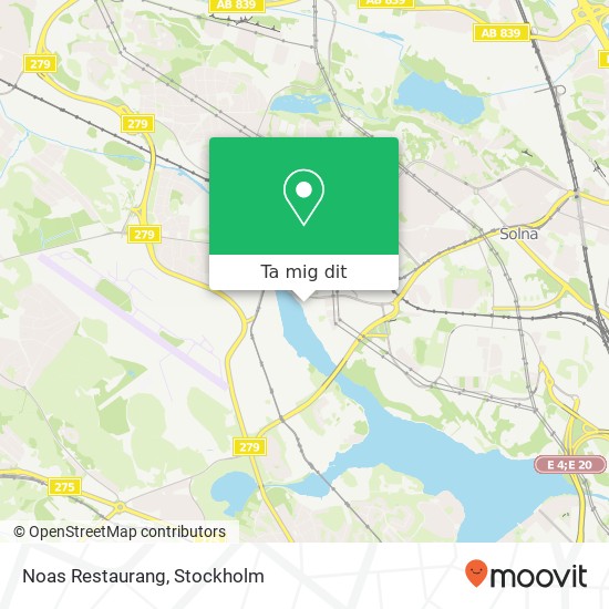Noas Restaurang, Solna Strandväg 20 SE-171 54 Huvudsta karta
