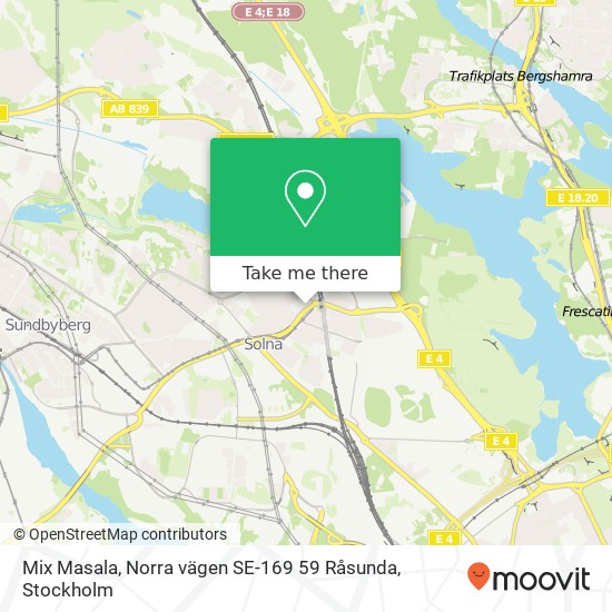 Mix Masala, Norra vägen SE-169 59 Råsunda karta
