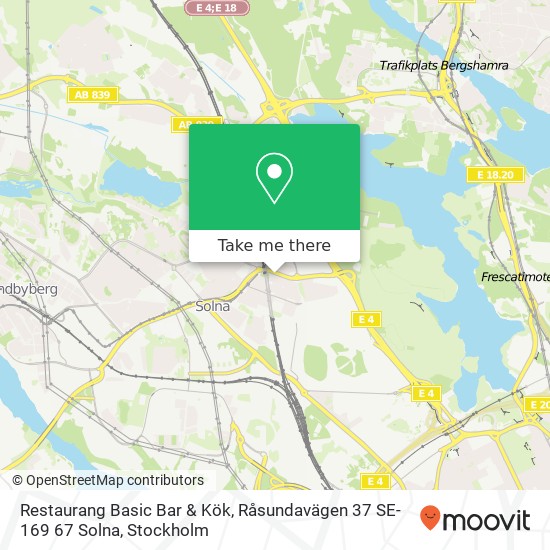 Restaurang Basic Bar & Kök, Råsundavägen 37 SE-169 67 Solna karta