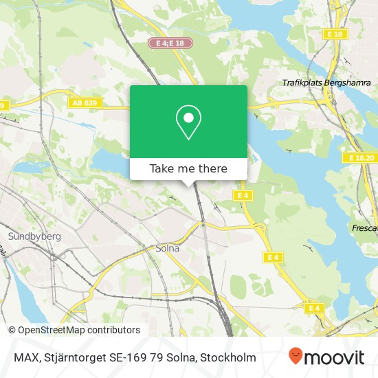 MAX, Stjärntorget SE-169 79 Solna karta