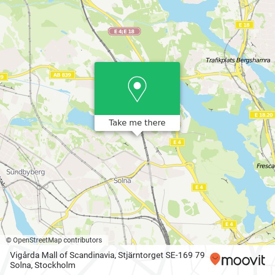 Vigårda Mall of Scandinavia, Stjärntorget SE-169 79 Solna karta