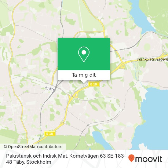 Pakistansk och Indisk Mat, Kometvägen 63 SE-183 48 Täby karta