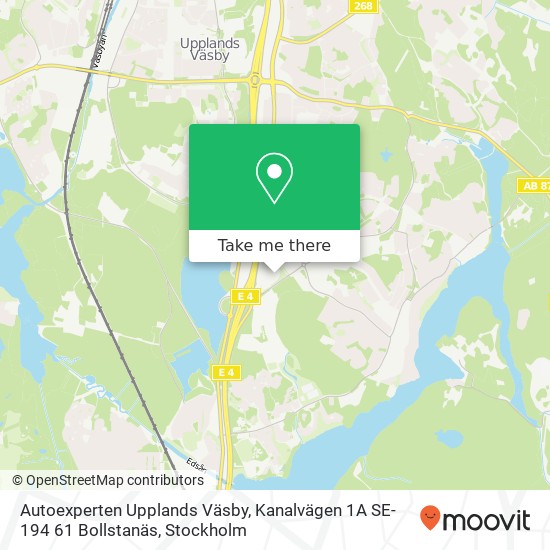 Autoexperten Upplands Väsby, Kanalvägen 1A SE-194 61 Bollstanäs karta