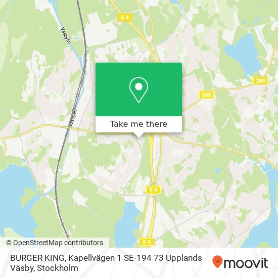 BURGER KING, Kapellvägen 1 SE-194 73 Upplands Väsby karta