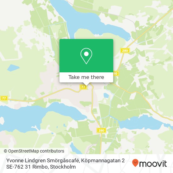 Yvonne Lindgren Smörgåscafé, Köpmannagatan 2 SE-762 31 Rimbo karta