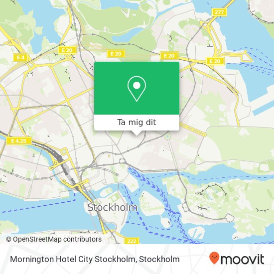 Mornington Hotel City Stockholm karta