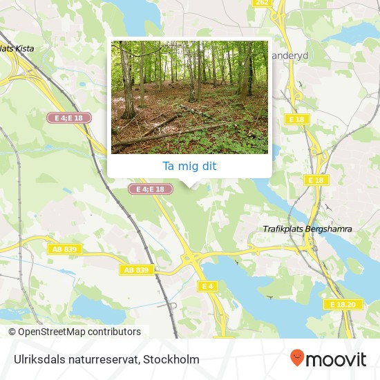 Ulriksdals naturreservat karta