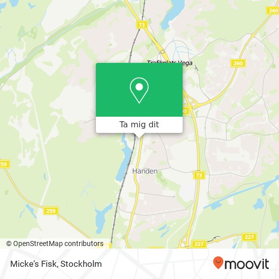 Micke's Fisk, Nynäsvägen SE-136 40 Handen karta